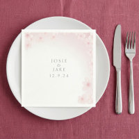 Mjuk rosa cherry blommar bröllop napkin