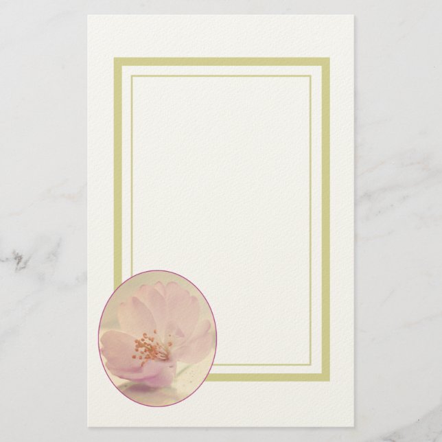 Mjuk Rosa Cherry Blommar Flower Brevpapper (Framsida)