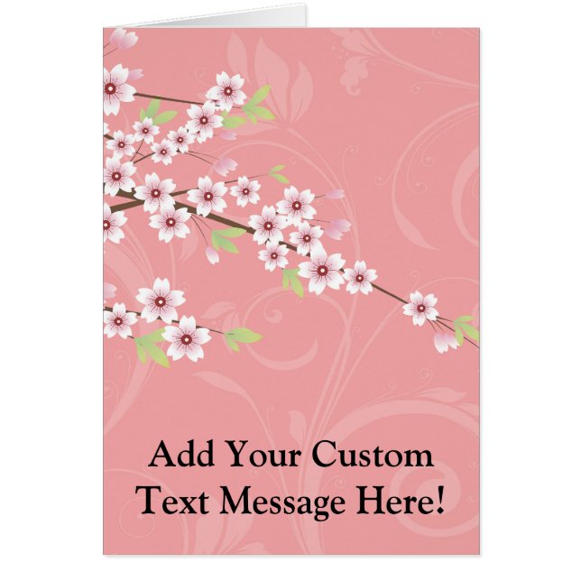 Mjuk Rosa Cherry-Blommar Hälsningskort (Framsidan)
