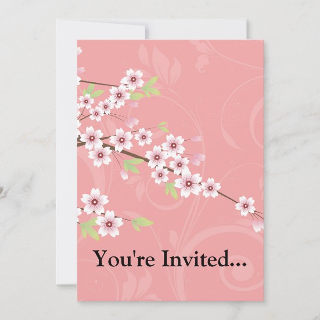 Mjuk Rosa Cherry-Blommar Inbjudningar (Framsida)