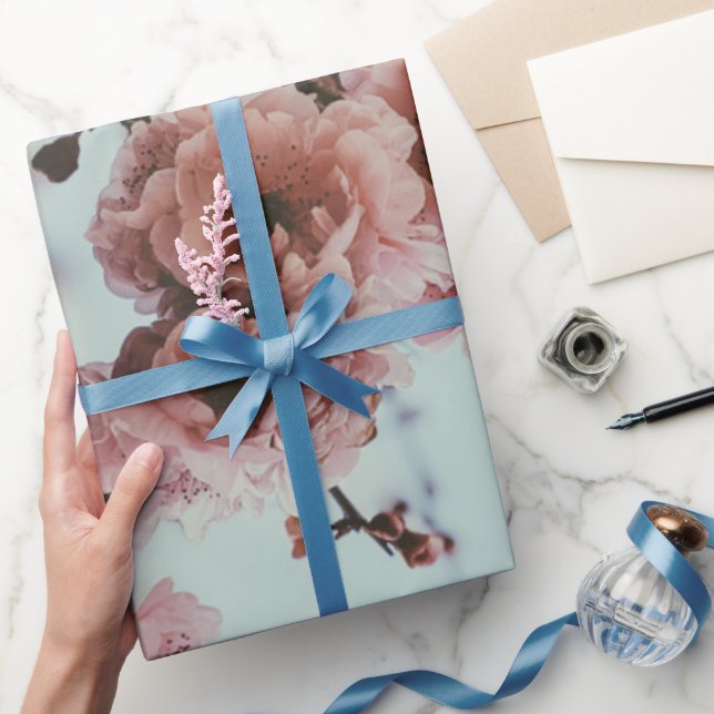 Mjuk Rosa Cherry Blommar Wrapping Papper Presentpapper (Gifting)