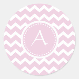 Mjuk Rosa Chevron Retro Stil Monogram Mönster Runt Klistermärke