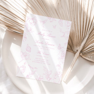Mjuk Rosa Chinoiserie-Barnkalas Inbjudningar