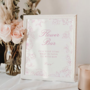 Mjuk Rosa Chinoiserie Blommig Bar Poster