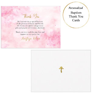 Mjuk Rosa Clouds Ortodox Christian Baptism Tack Kort