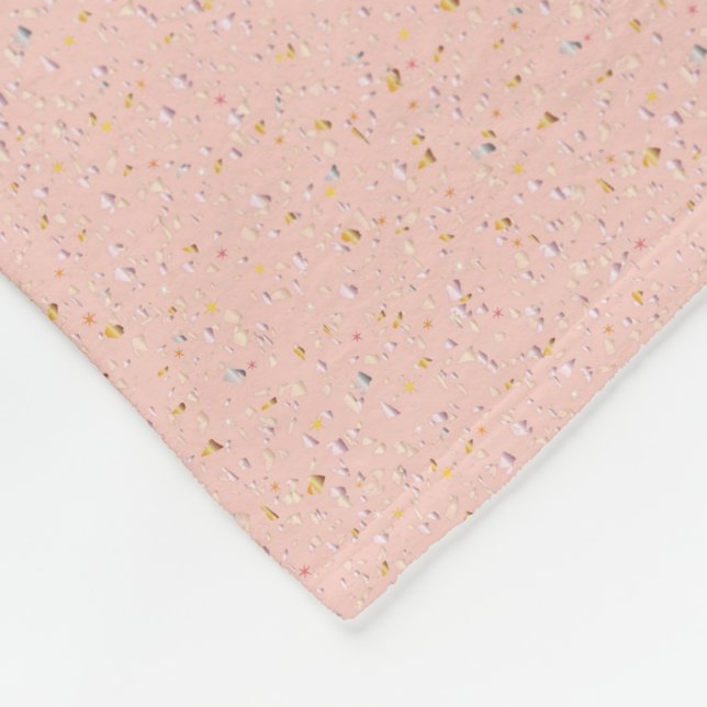 Mjuk rosa Confetti fleece filt (Hörn)
