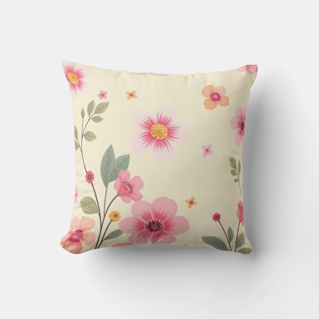 Mjuk Rosa Cottage Blommig Kastkudde Kudde (Framsida)