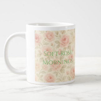 Mjuk Rosa & Crème Floral Estetik i Vattenfärg Jumbo Mugg