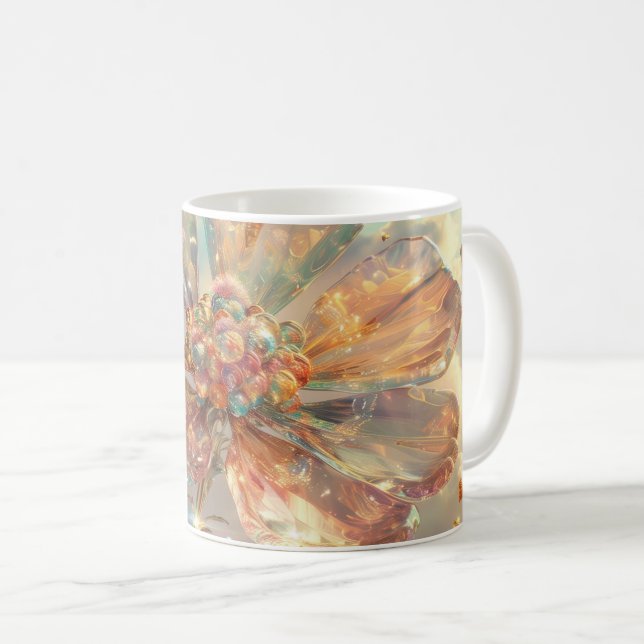 Mjuk Rosa Crystal Flower Digital Art Kaffemugg (Framsida höger)