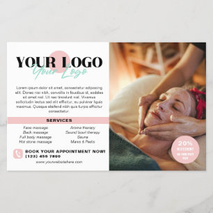 Mjuk Rosa Dina Logotypfoton QR Spa Salong Flygblad