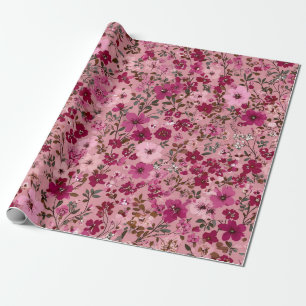 Mjuk Rosa Ditsy Blomma Pastell Boho 70-tal Vintag Presentpapper