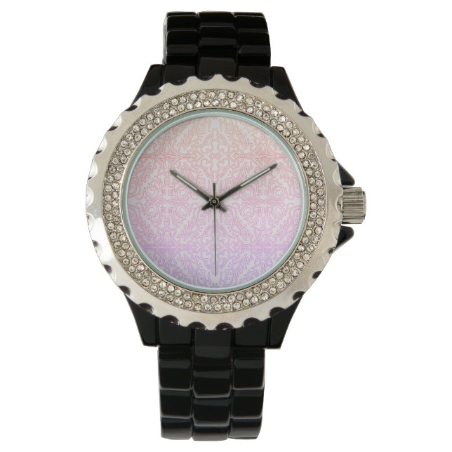 Mjuk rosa drömmig mandala-mönsterserie armbandsur (Framsida)