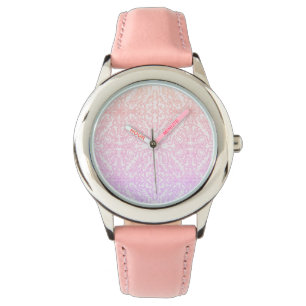 Mjuk rosa drömmig mandala-mönsterserie armbandsur