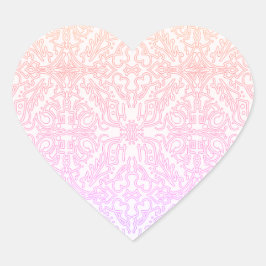 Mjuk rosa drömmig mandala-mönsterserie hjärtformat klistermärke