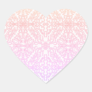 Mjuk rosa drömmig mandala-mönsterserie hjärtformat klistermärke