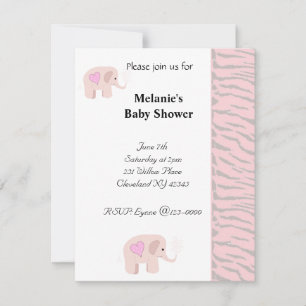 Mjuk Rosa Elefant Baby Shower Inbjudan