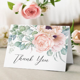Mjuk Rosa Elegant Blommigt för vattenfärg Tack Kort