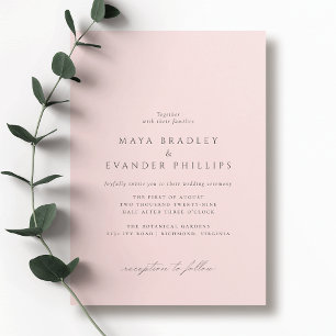 Mjuk Rosa   Elegant Klassiskt Stil  Bröllop Inbjudningar