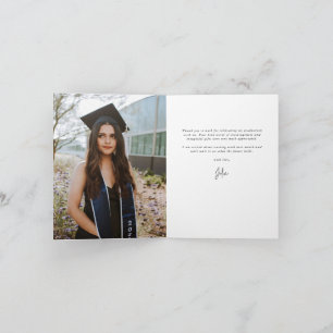 Mjuk Rosa Elegant Skript Studenten Photo+Message Tack Kort