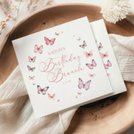 Mjuk Rosa Fjäril Födelsedags Brunchfest Pappersservett