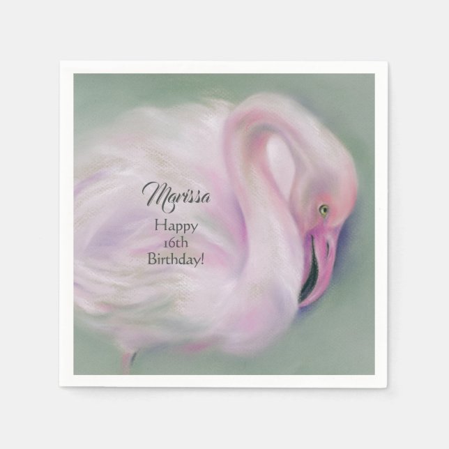 Mjuk Rosa Flamingo Pastel Anpassningsbar Party Pappersservett (Framsidan)