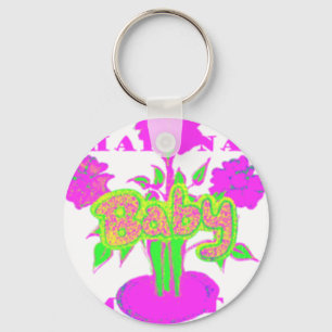 Mjuk Rosa Flower Art: A Baby Touch. Nyckelring