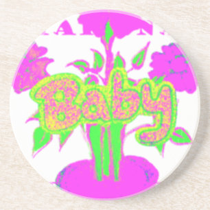 Mjuk Rosa Flower Art: A Baby Touch. Underlägg Sandsten