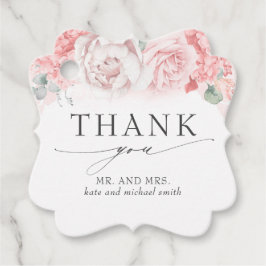 Mjuk Rosa Flowers Bröllop Tack Gåvor Etiketter