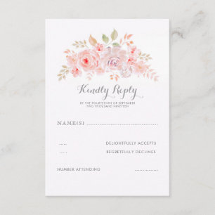 Mjuk Rosa Flowers Elegant Modern Bröllop OSA Kort