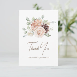 Mjuk Rosa Flowers Grey Blommigt Bröllop Tack Kort