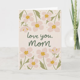 Mjuk Rosa Flowers Mors dag Card Tack Kort