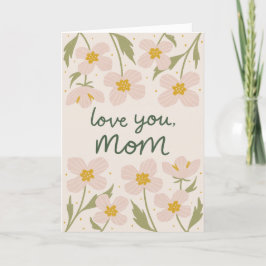 Mjuk Rosa Flowers Mors dag Card Tack Kort
