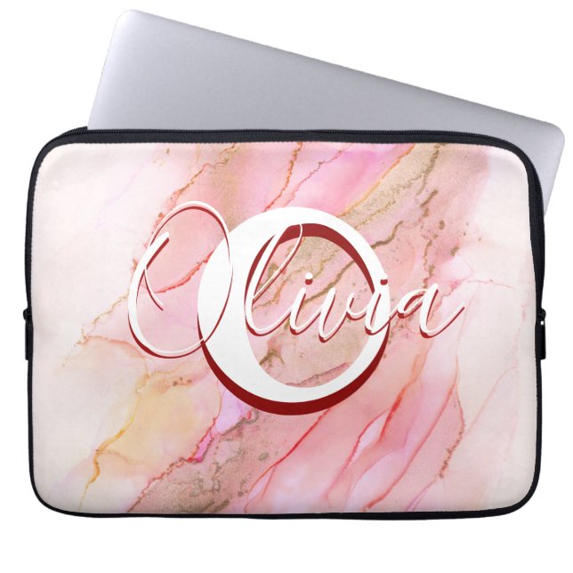 Mjuk Rosa Fluid Alkohol Bläck Laptop Fodral (Framsidan)