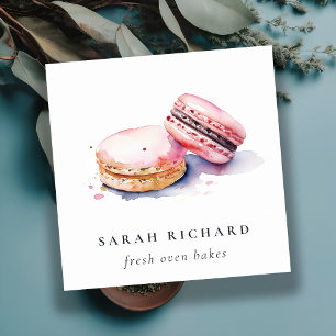 Mjuk  Rosa - Fransk för vattenfärgen Macarons bakv Fyrkantigt Visitkort