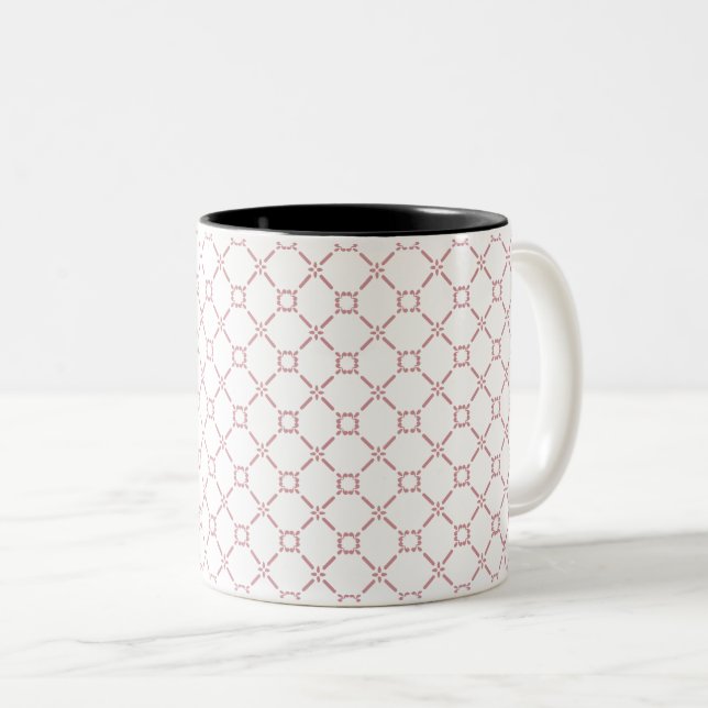Mjuk rosa geometrisk gittermönster Två-Tonad mugg (Framsida höger)