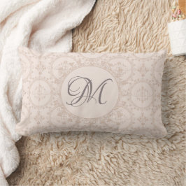 Mjuk Rosa Girly Damask Initial Anpassningsbar Lumbarkudde