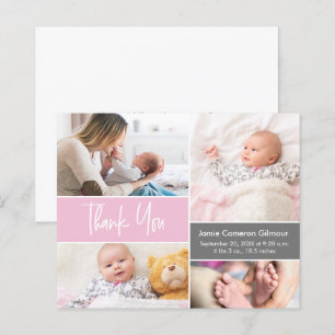 Mjuk rosa grått Modern Script Photos Baby-dusch