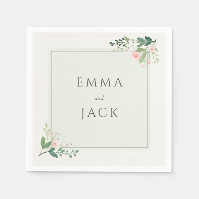 Mjuk rosa Grey namn bröllop Pappersservett (Framsidan)