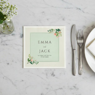 Mjuk rosa Grey namn och date bröllop Pappersservett