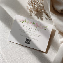 Mjuk Rosa Grön Blommig Kant Bröllops QR-kod