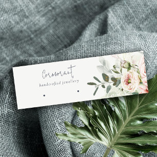 Mjuk  Rosa Grönt Peony Blommigt Earring Holder Mini Visitkort