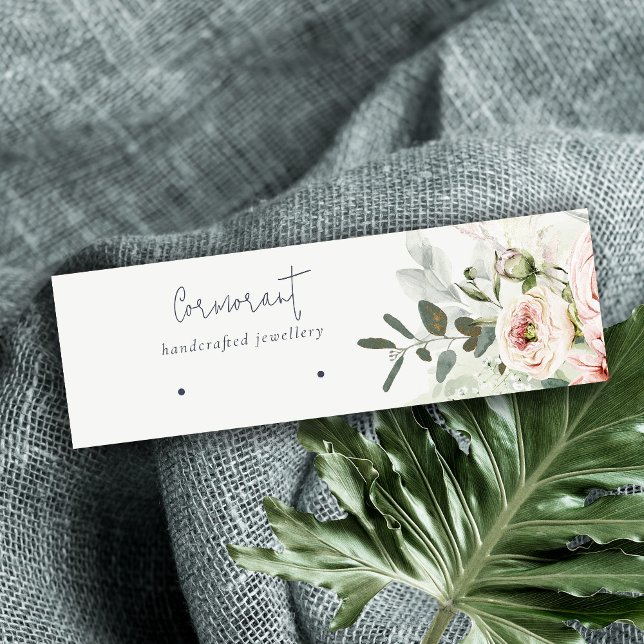Mjuk  Rosa Grönt Peony Blommigt Earring Holder Mini Visitkort (Skapare uppladdad)