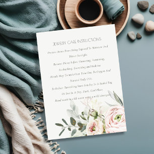 Mjuk Rosa Grönt Peony Blommigt Jewelry Care Visitkort