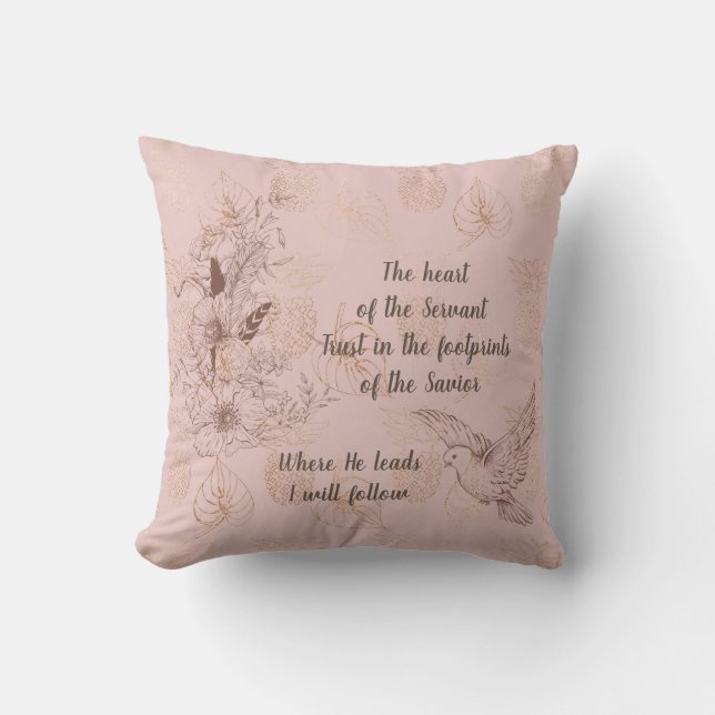 Mjuk Rosa Guld Blommönster Pillow Kudde (Framsida)