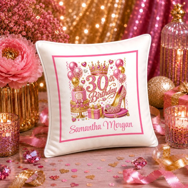 Mjuk Rosa Guld Glitter 30-års Födelsedags Kudd Kudde (Soft Rose Gold Sparkle 30th Birthday Pillow

)