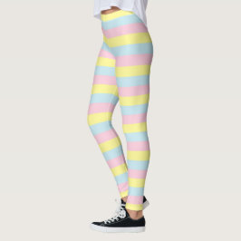 Mjuk Rosa, Gult och blå Rand Leggings
