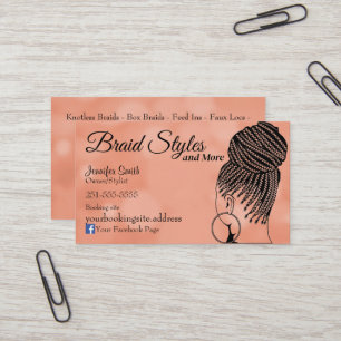 Mjuk Rosa Hair Braiding med service på baksidan Visitkort