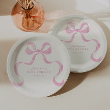 Mjuk Rosa Hand plockade Bow Baby Shower