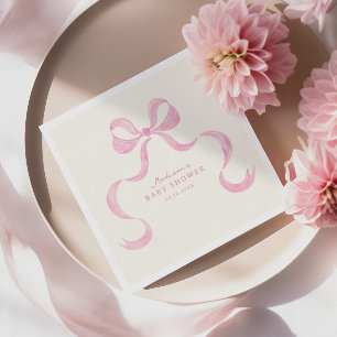 Mjuk Rosa Hand plockade Bow Baby Shower Pappersservett