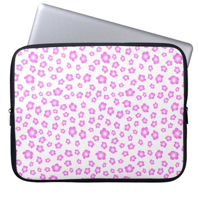Mjuk Rosa Hibiscus-Blommigt Laptop Fodral (Framsidan)